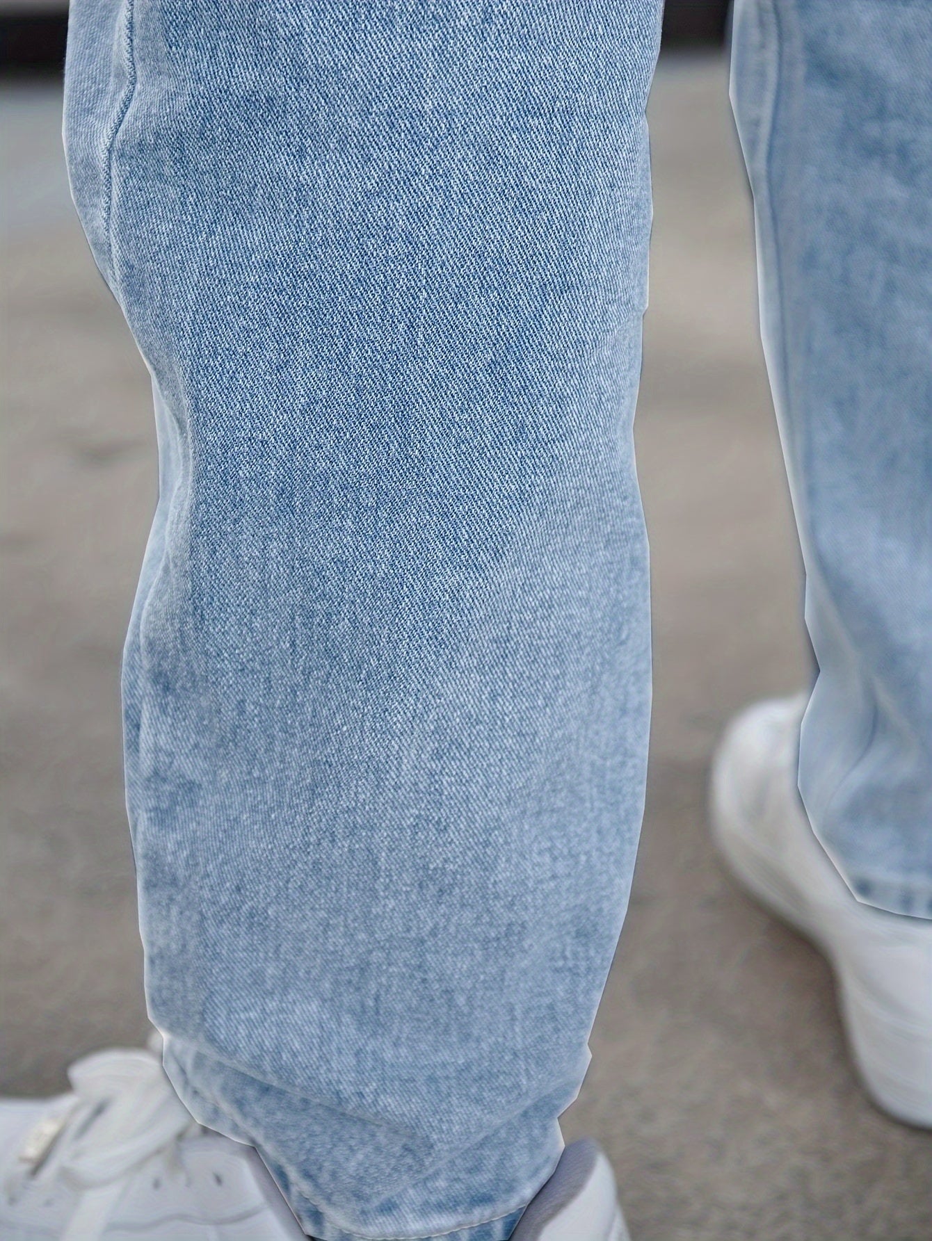 Men's Classic Straight-Leg Denim Jeans - Casual Style, Non-Stretch, Machine Washable, Solid Light Blue, Cotton/Polyester Blend, All-Season Wear, Comfortable Clothing|Timeless Style|Nonstretch Jeans