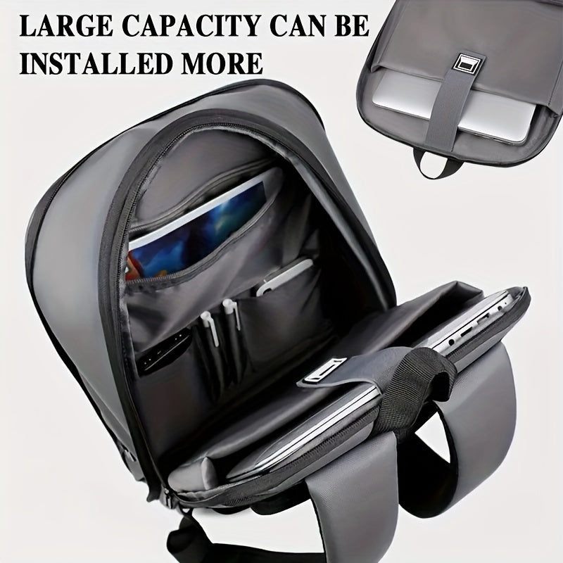 Expandable Black Nylon Business Backpack with Padded Laptop Compartment, Lightweight with Trolley Sleeve, Durable Zipper, Multi-Pocket Design, Splicing and Color Block Detail, Ideal for Daily Commute and Travel - Wet Wipe Cle