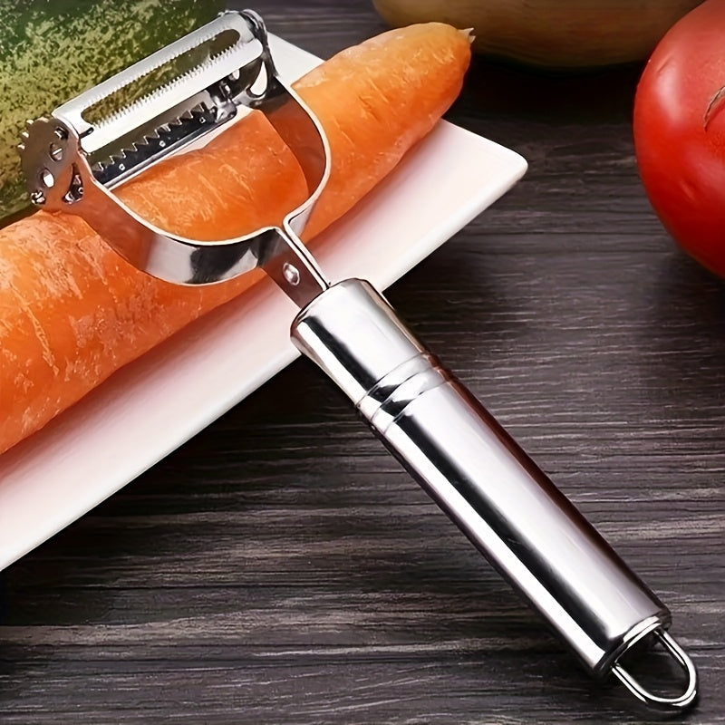 A Multifunctional Stainless Steel Peeler for Fruits And Vegetables - a Manual Slicer, Grater, And Chopper Kitchen Tool, Suitable for Home, RV Cooking, And College Dorms.