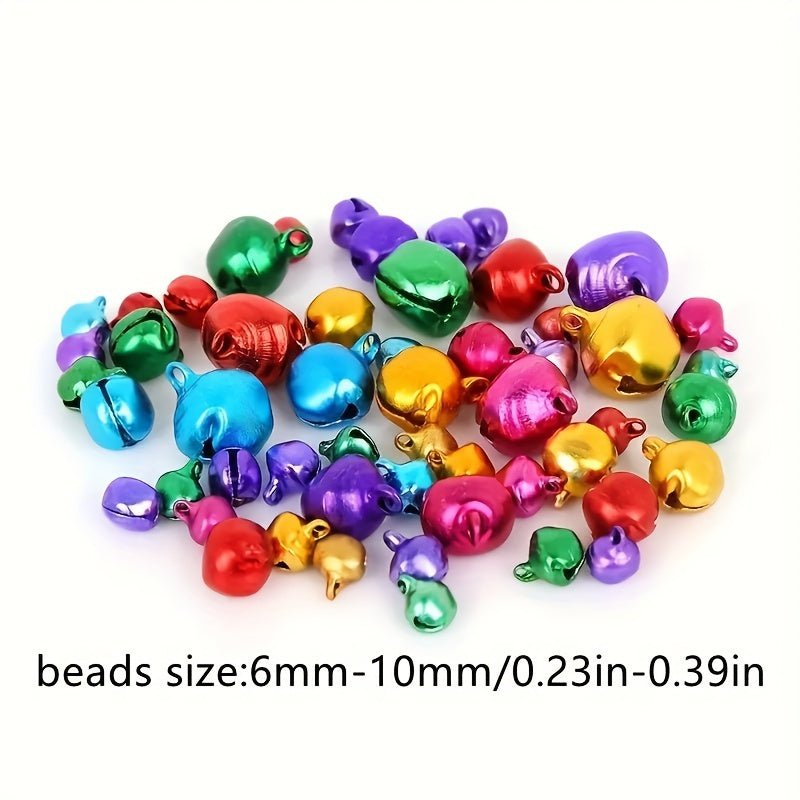 100 PCS, 6mm-10mm Festive Christmas Jingle Bells - Perfect for DIY Jewelry and Holiday Decorations