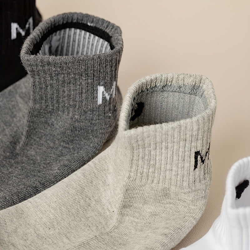 5pairs Men's Thin Mesh Breathable Sweat Absorption Socks For Summer, Men's Trendy Socks