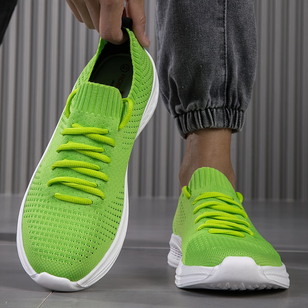 Men's Casual Running Shoes, Walking Tennis Sneakers, Lightweight Breathable Soft Sole Woven Work Shoes