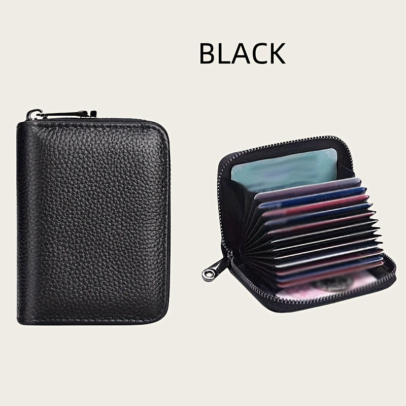 1pc Men'S Casual Faux Leather Wallet & Business Card Case, Black, Universal, PU Material, Smooth, Durable, Multi-Purpose, Large Capacity, with Multi-Card Slot, ID Card Bag, Zipper Pocket, Stylish, Safe, Anti-Degaussing, for D