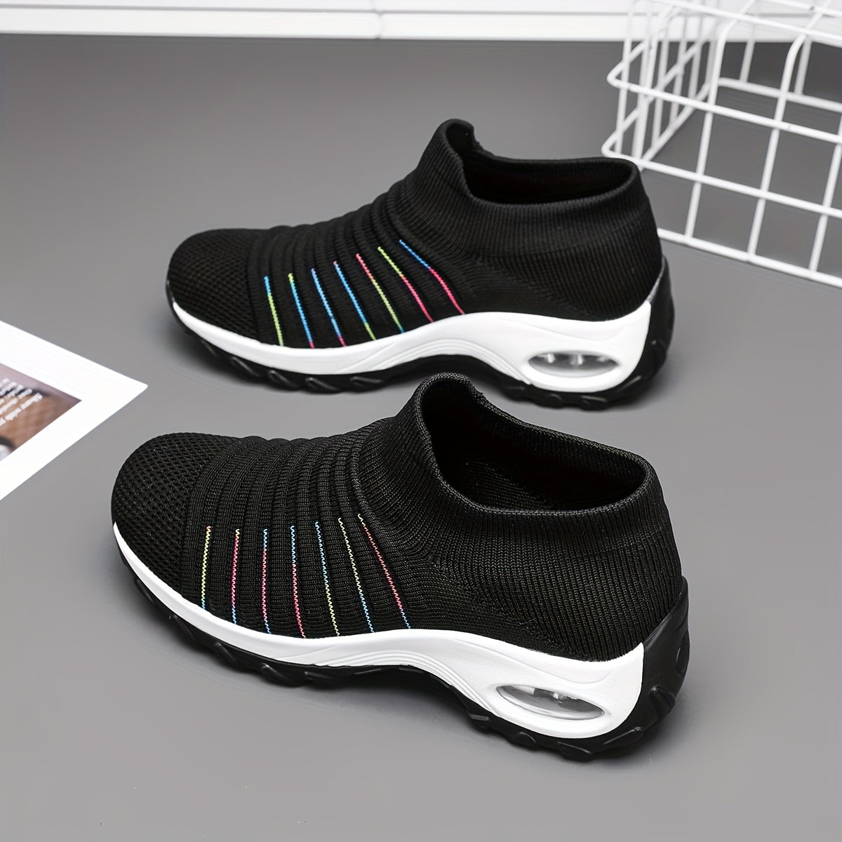 Women's Slip- Shoes - Lightweight Breathable Fabric Upper, Soft Cushioned PU Sole, Low-Top Casual Sneakers for Walking, Jogging Casual Attire - All-Season Comfort (Black), Ladies Sneakers, Allseason Footwear, Stylish Slipon