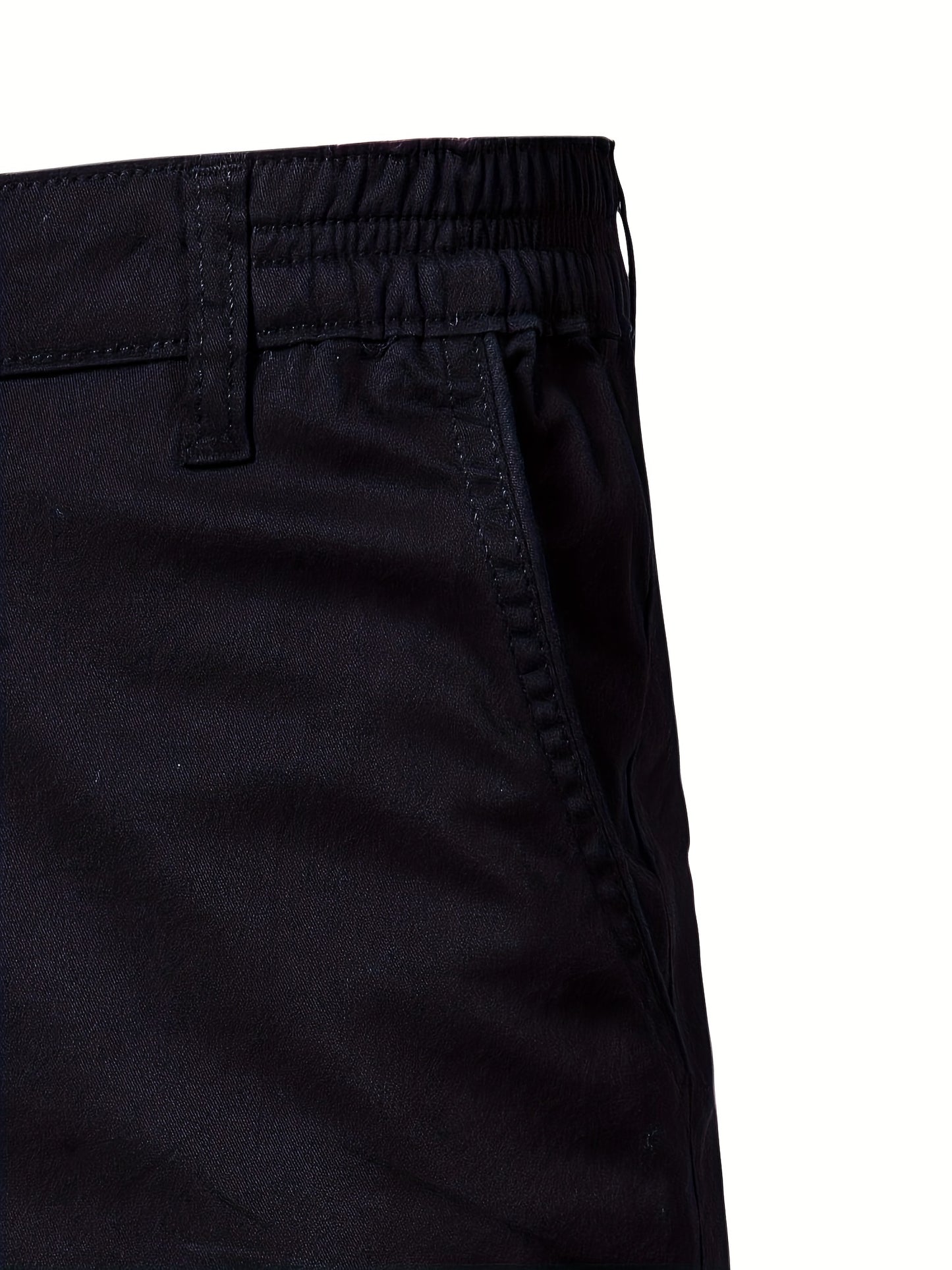 Men's Classic Fit Cotton Twill Flat Front Solid Chino Short With Slant Pockets And Elastic Waist