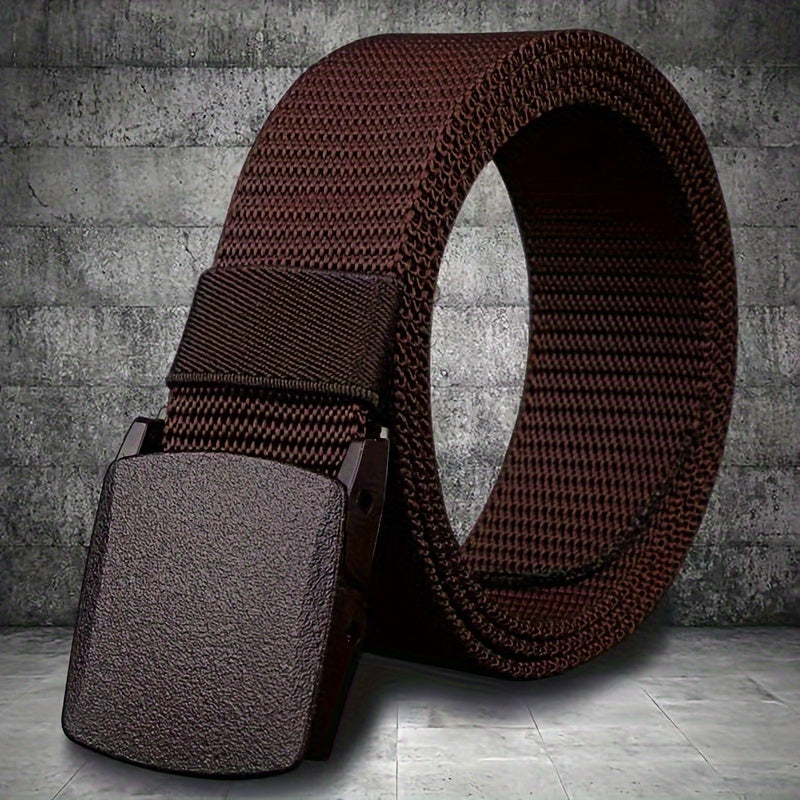 Nylon Belt with Smooth Buckle - Hypoallergenic, Casual Style for Men & Women, Perfect for Jeans & Outdoor Wear