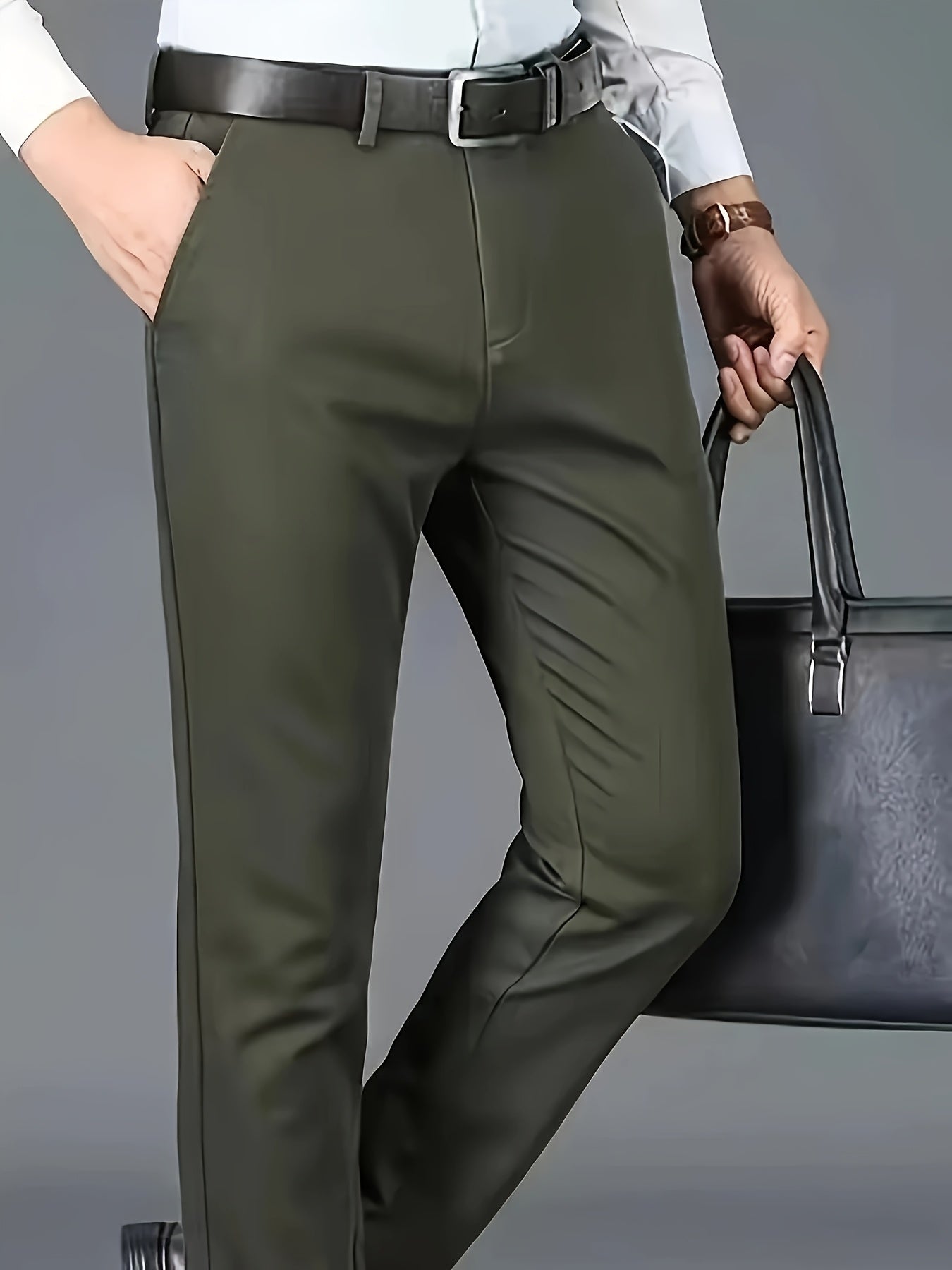 New Casual Formal Pants for Men in Four Seasons, Featuring a Business Style with Trendy Long Trousers. Fashionable And Versatile Men'S Elastic Dress Pants with a Comfortable Classic Design for Casual Wear.