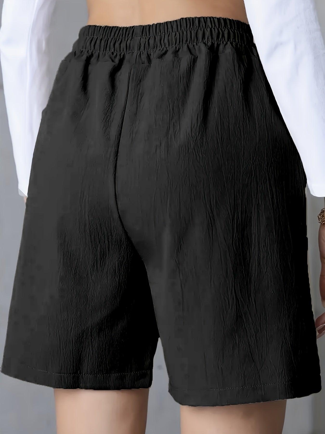 Women'S Vacation Elegant Casual Solid Color Polyester Short Pants, Regular Contour, Non-Stretch, with Pocket, for Spring, Summer, Fall