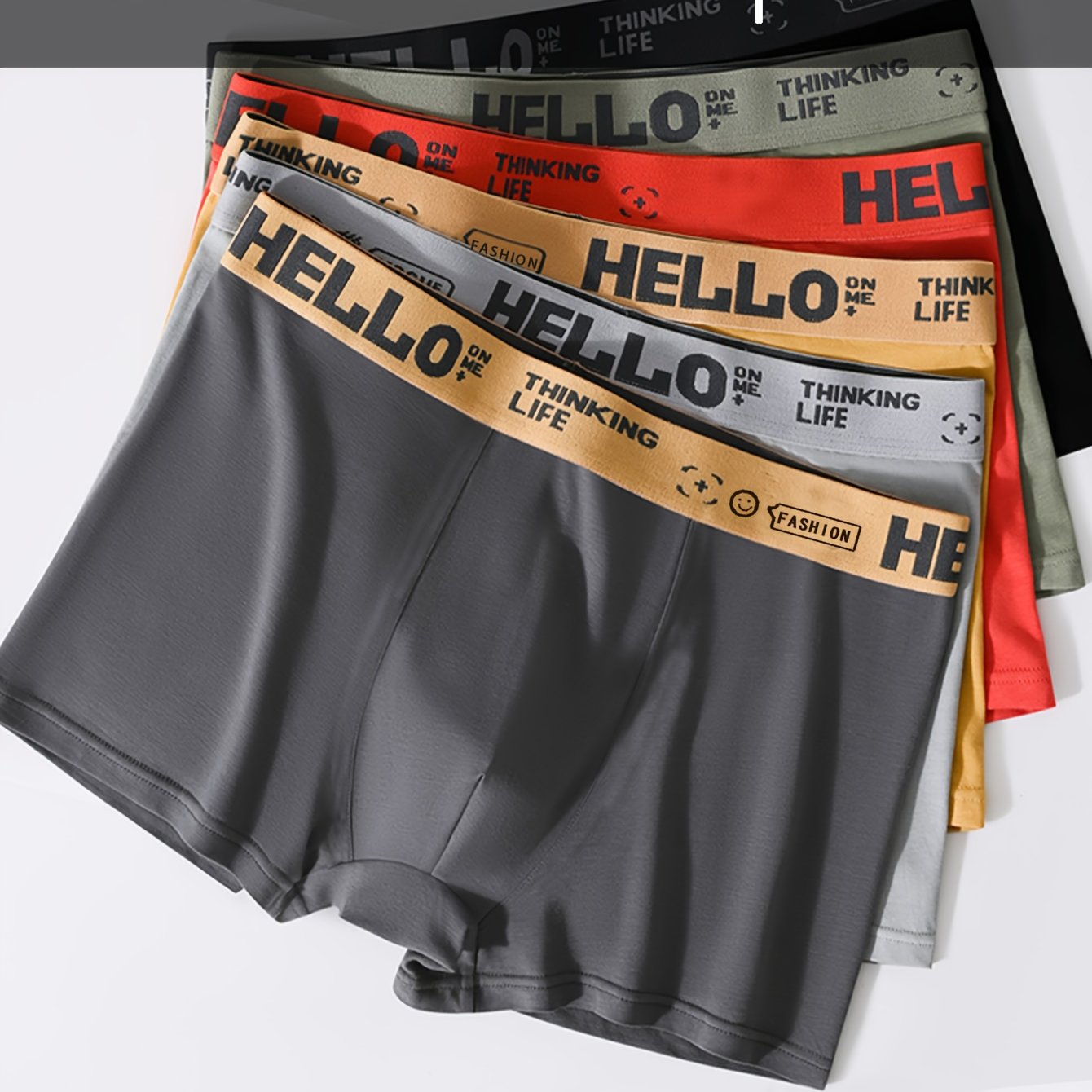 XORELR 1/3/5/8/10pcs Men'S Cotton Boxer Briefs, 95% Cotton 5% Spandex, Geometric Pattern, Breathable Quick-Dry Stretch Shorts, Daily Casual Wear, 125gsm Knit Fabric - Ayq