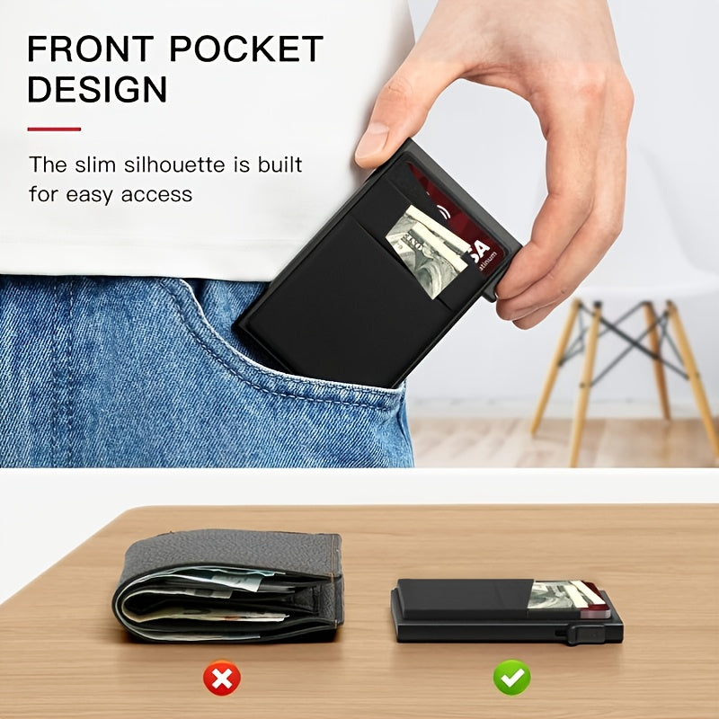 Simple RFID Blocking Aluminum Alloy Credit Card Holder with Money Bag for Men