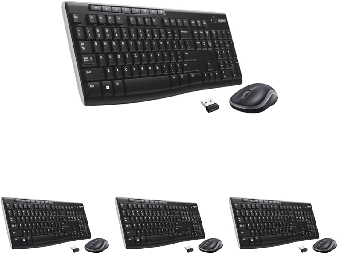 Logitech MK270 Wireless Keyboard and Mouse Combo for Windows, 2.4 Ghz Wireless, Compact Mouse, 8 Multimedia and Shortcut Keys, for PC, Laptop - Black