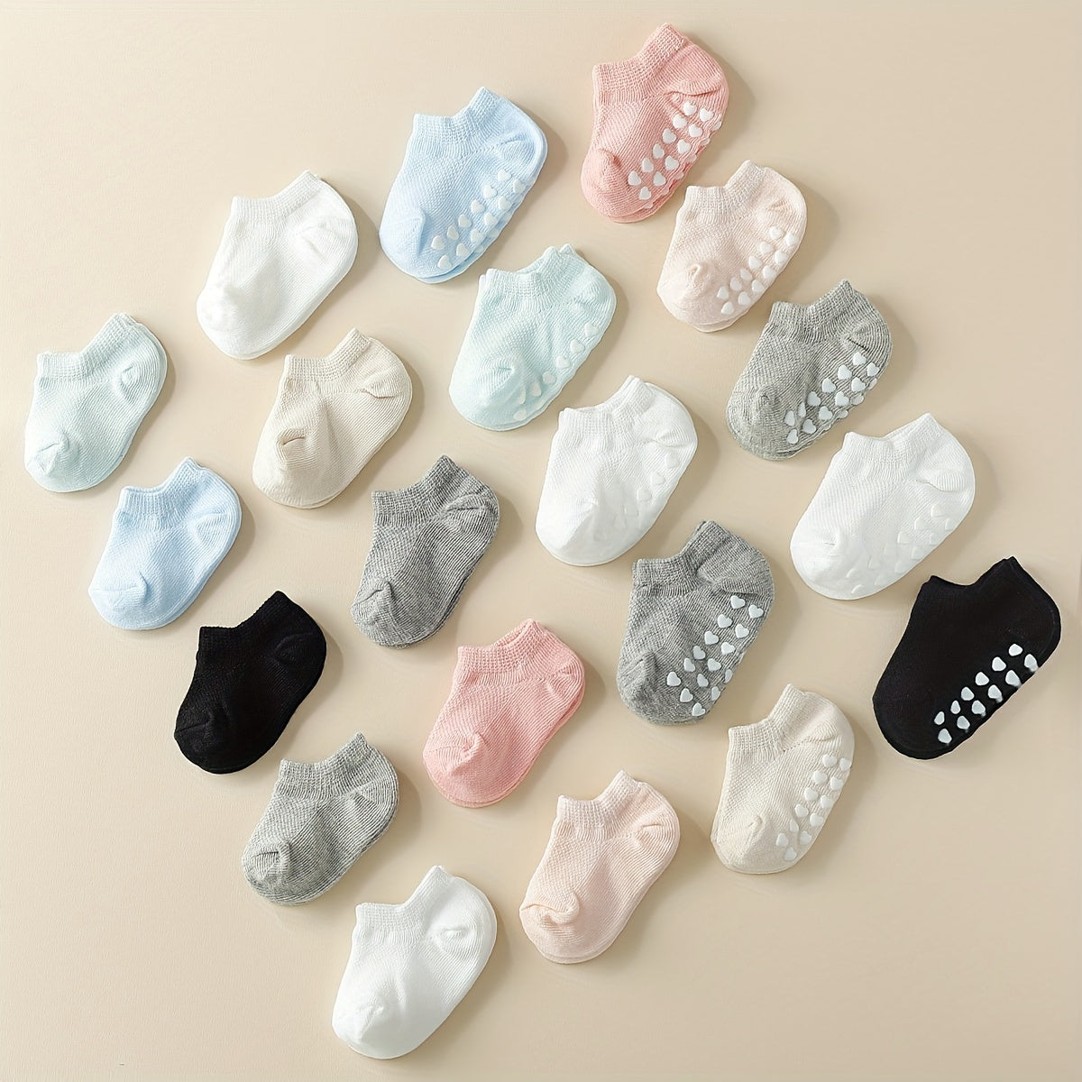 10 Pairs of Solid Color Spring And Summer Non-Slip Gel Boat Socks