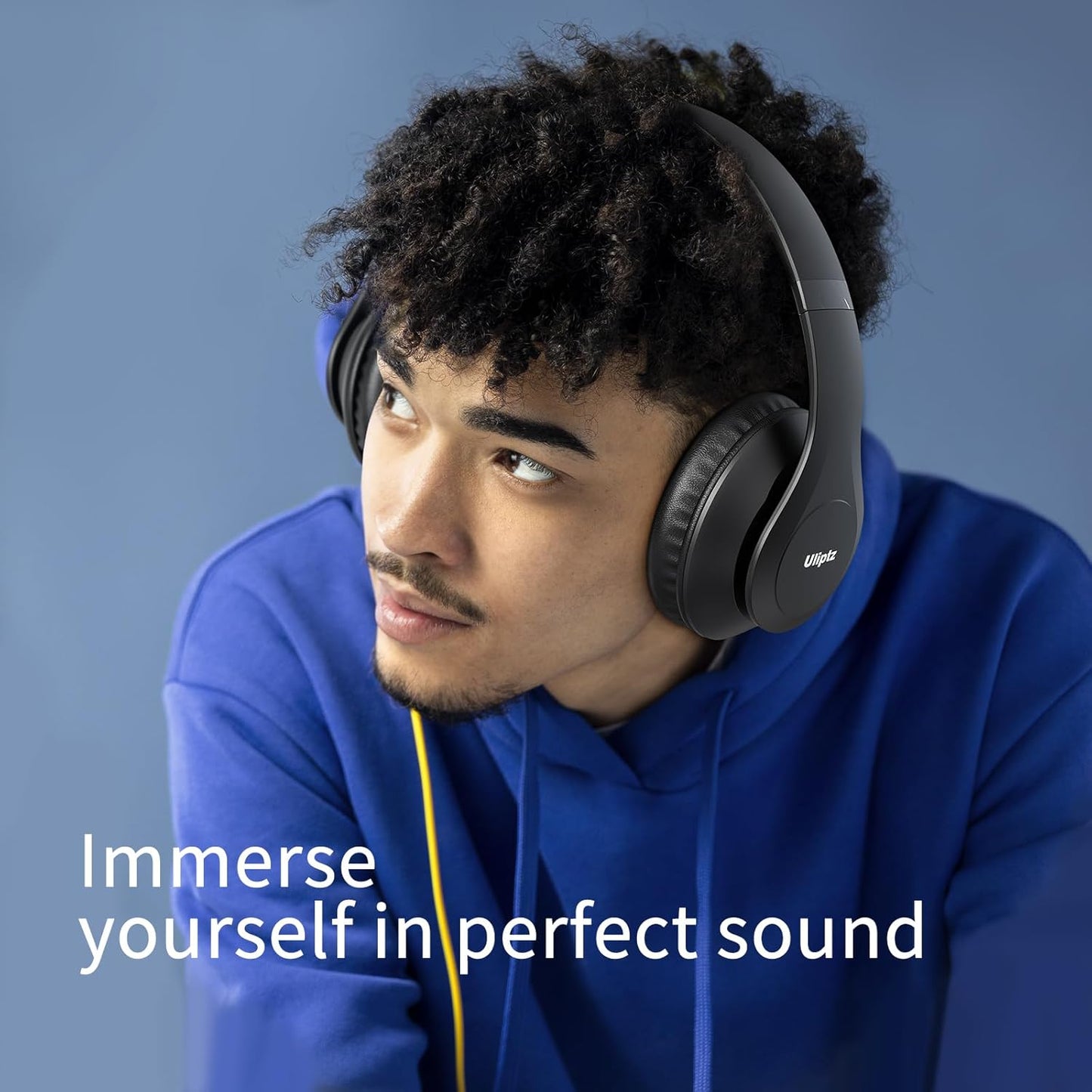 Uliptz Wireless Bluetooth Headphones, 65H Playtime, 6 EQ Sound Modes, Hifi Stereo over Ear Headphones with Microphone, Foldable Lightweight Bluetooth 5.3 Headphones for Travel/Office/Cellphone/Pc