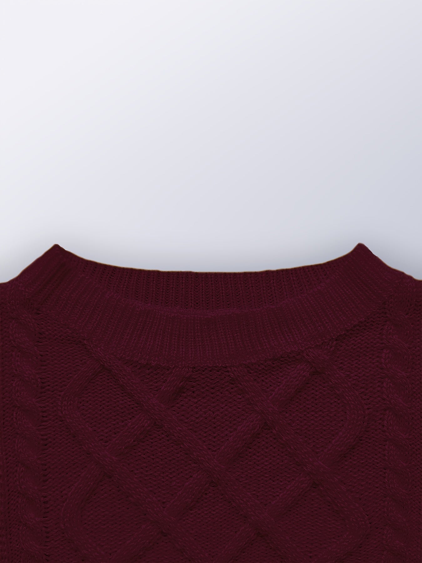 Elegant Cable Knit Sweater for Women - Casual Long Sleeve, Round Neck Pullover in Solid Color, Perfect for Fall/Winter