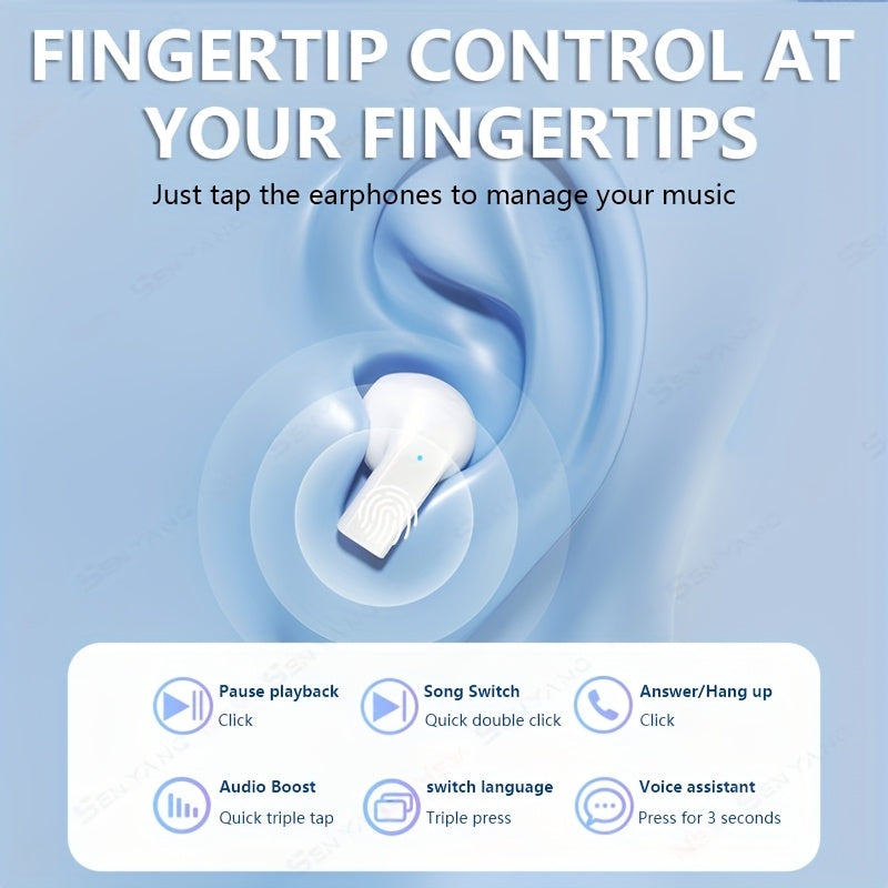 New Style True Wireless 13.46 cm-ear couple mini headset music TWS video Earbuds HIFI Dolby bass Stereo HD calling Earphones for Android for iPhone Cellphone gaming Earpieces smart headphones
