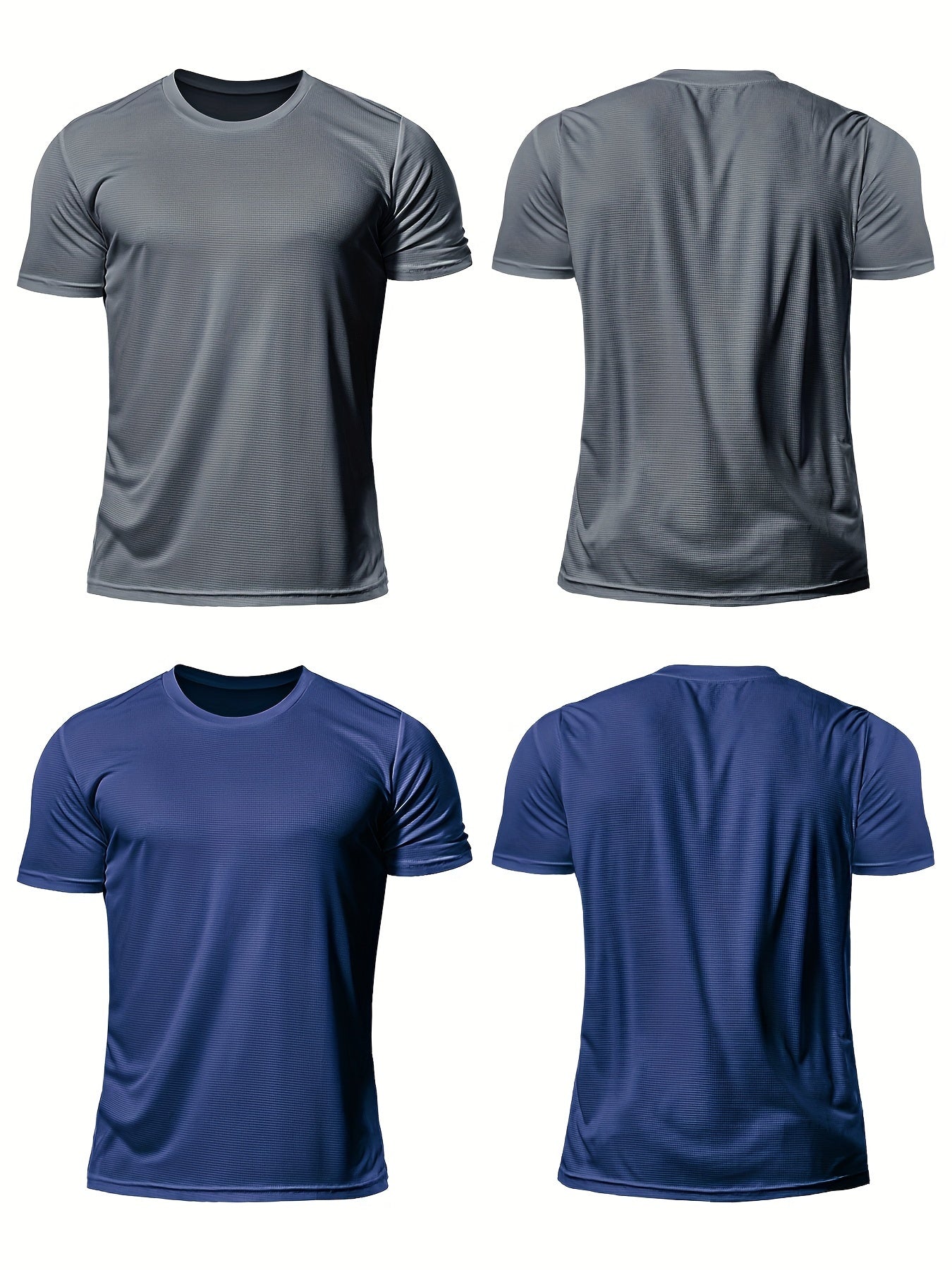 Men's Solid Sports T-shirt, Active Breathable Short Sleeve Slim-fit Crew Neck Tee, Men's Clothing For Outdoor