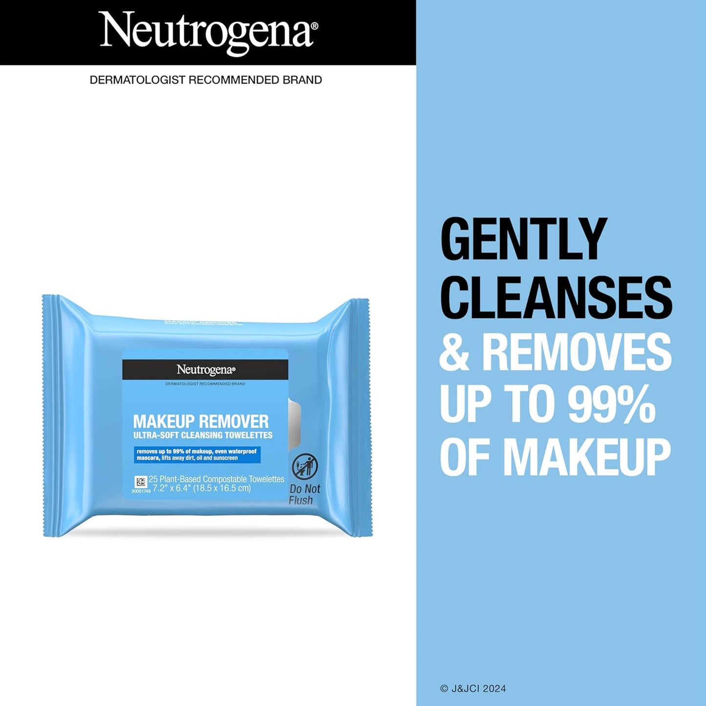 Neutrogena Makeup Remover Wipes Singles, Individually Wrapped Face Wipes, Daily Facial Cleanser Towelettes, Gently Removes Oil & Makeup, Alcohol-Free Makeup Wipes, 20 Ct