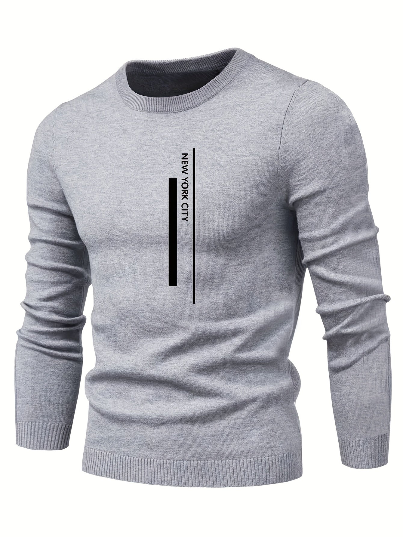 2023 New Cross-border Autumn and Winter Men's Round Neck Random Print Round Neck Knitted Sweater