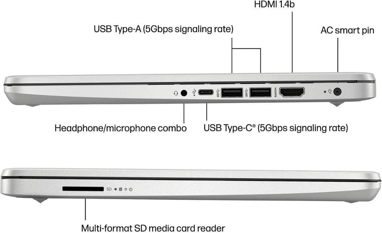 HP Laptop Computer 14" Ultral Light for Students and Business, 4 Cores Intel Celeron, 16GB RAM, 256GB Storage(128Gb Emmc+128Gb Ghost Manta SD), 1 Year Office 365, Webcam, HDMI, Wifi, USB-C, Win 11 S