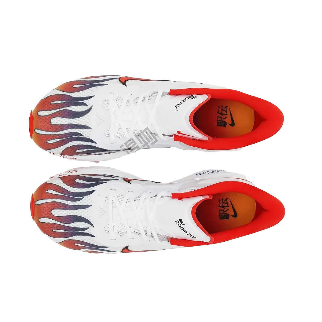Nike Zoom Fly 6 Running Shoes - Lightweight Cushioned Athletic Sneakers with Zoom Air Technology, Low-Top Training Shoes for Men Women, All-Season Gym, Marathon, Casual Attire - White/Red Colorway (HQ3498-100), Sneakers, Ma