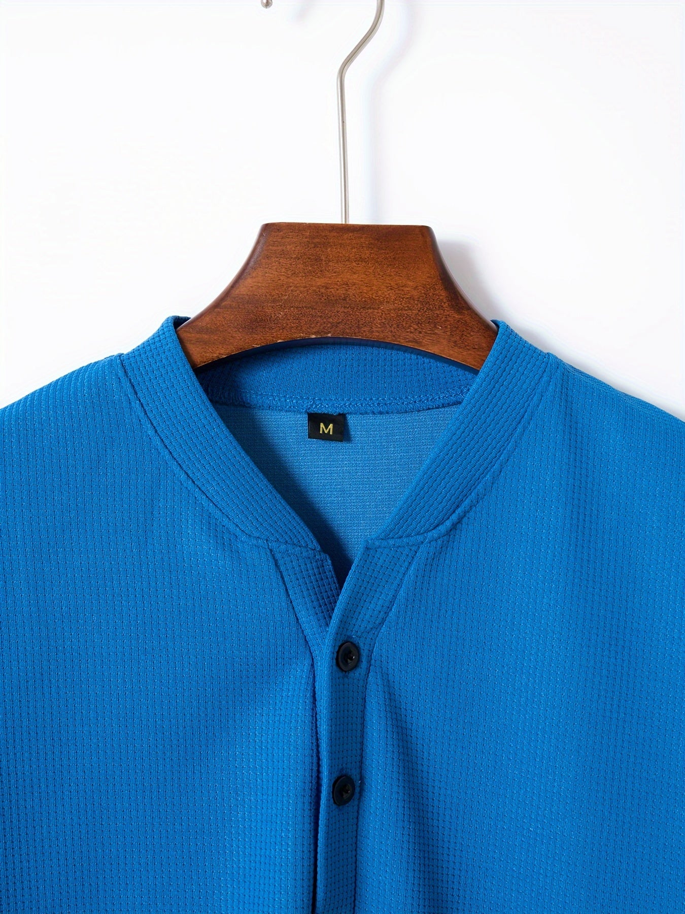 Men's Solid Waffle Stand Collar Short Sleeve Golf Shirts, Casual Style Slight Stretch Regular Fit Summer Tops, Summer Golf Shirts