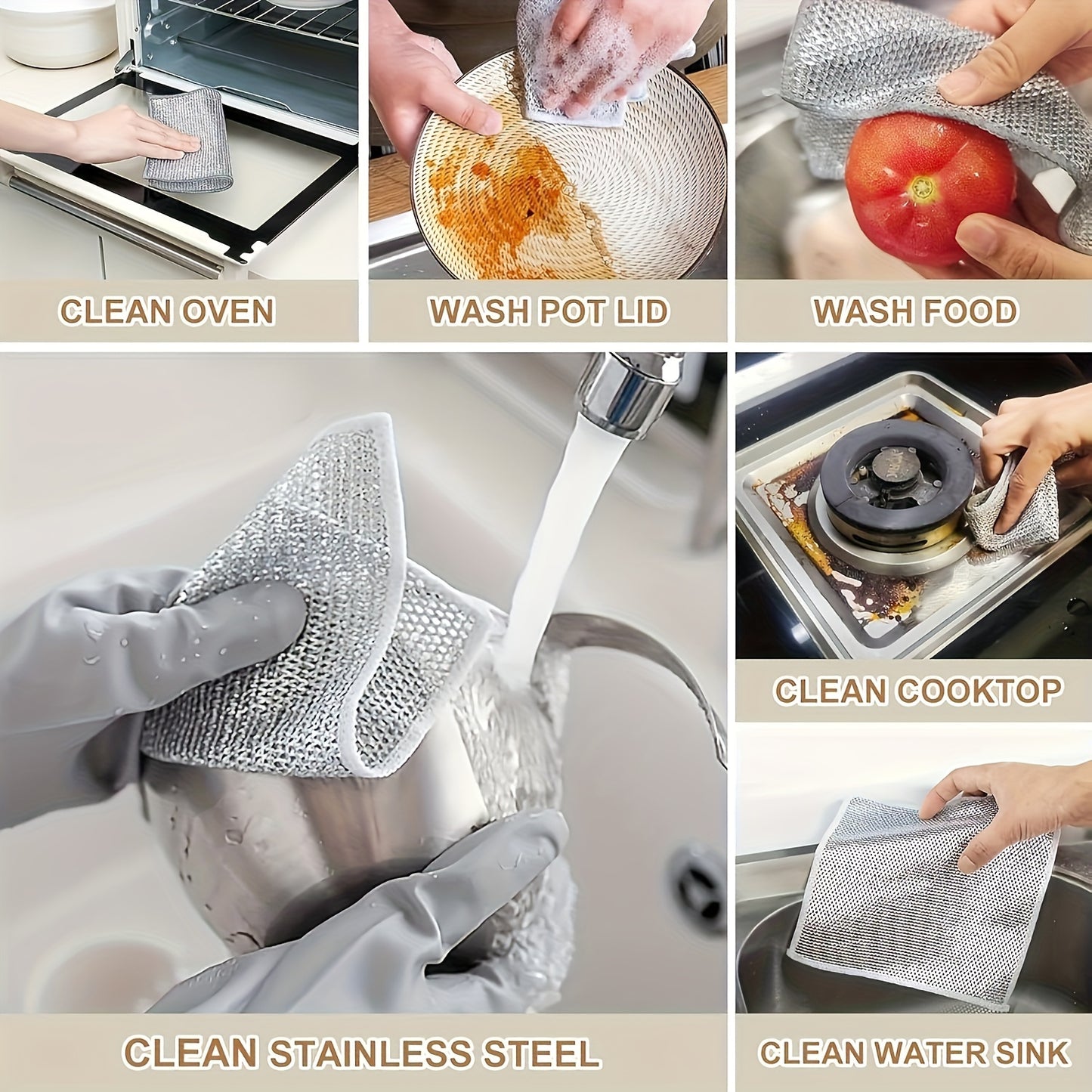 20/10/5 Pack Ultra-Fine Mesh Non-Stick Oil-Free Cleaning Cloths, Reusable & Highly Absorbent, Gentle on Surfaces, Space-Themed Knit Fabric, Solid Color, Hand Wash, for Kitchen Stove, Sink, Pots, Range Hood - Modern Christmas