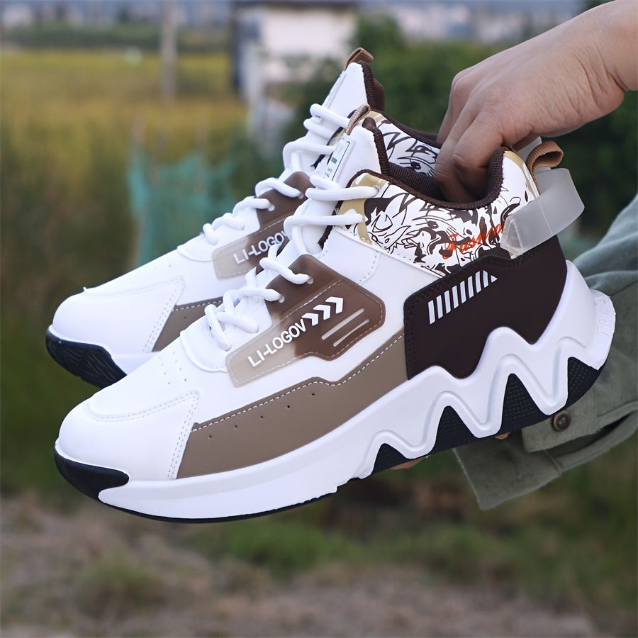 Men'S Stylish High-Top Sneakers with "WOD" Logo - Comfortable, Non-Slip Lace-Up Athletic Shoes for Outdoor Activities, All-Season Wear, Casual Sports Style, Rubber Sole, Fabric Upper, Casual Athletic Shoes Stylish High Top