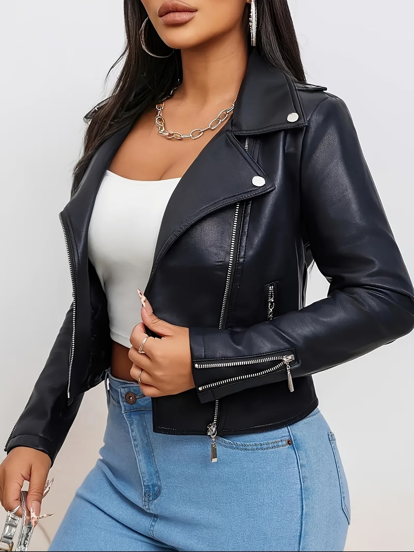 Polyester Sports Square Neck Short Length Long Sleeve Zipper Placket H Fit Conventional Jacket for Spring/Fall