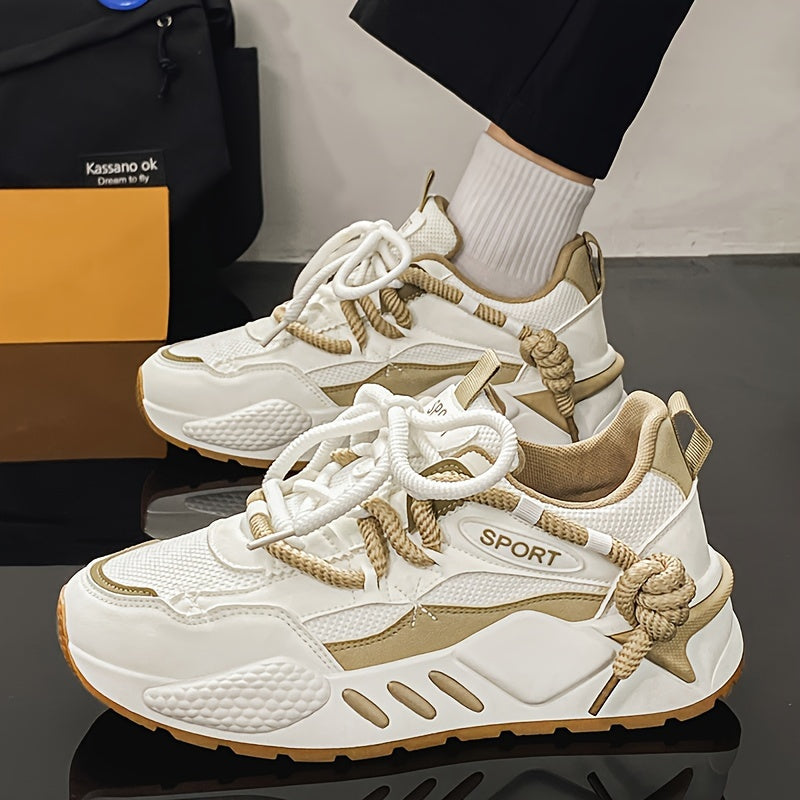 Women's Lightweight Running Shoes - Breathable Mesh PU Foam Upper, Neutral Support Design, All-Season Comfort with Durable Rubber Sole for Gym, Walking, Casual Wear - White Beige, Gym Trainers Sleek Trainers Fabric In