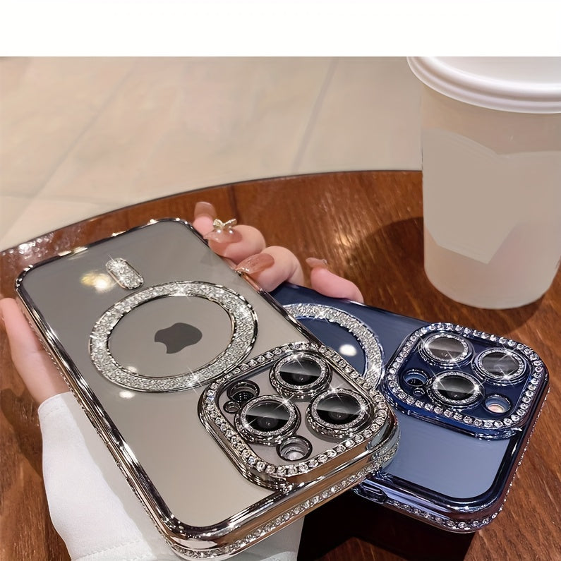Նոր ոճի Magnetic բջջային հեռախոսի պատյան Rhinestones-ի համար iPhone 16 15 14 13 12 11 Plus Pro Max-ի համար