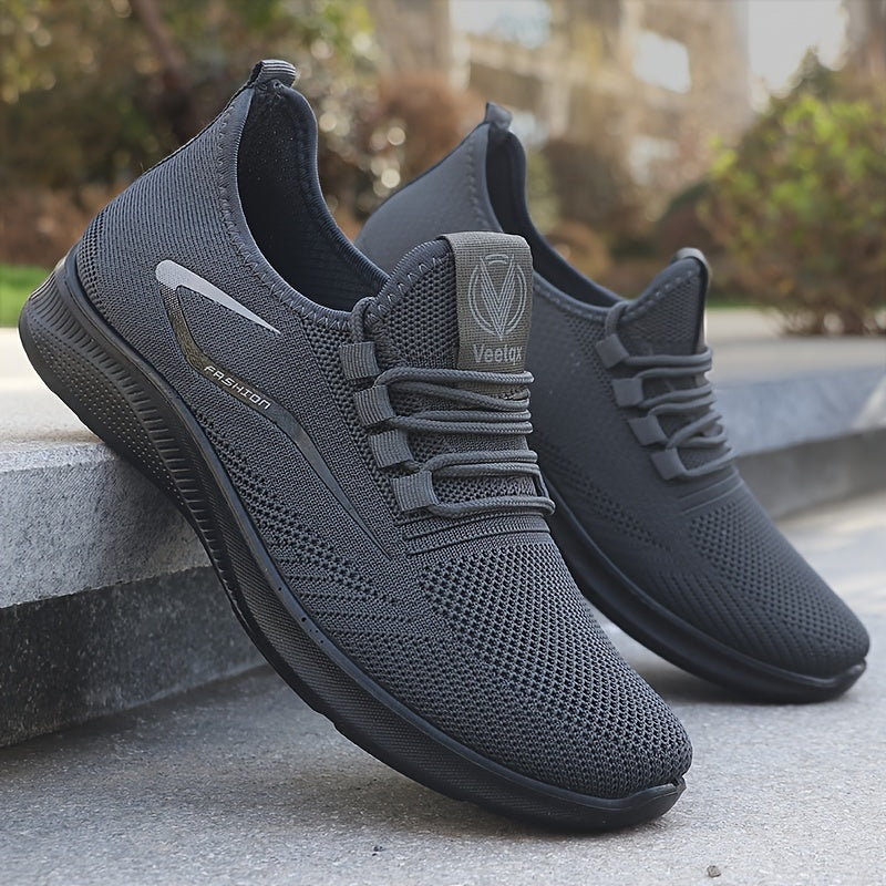 Solid Breathable Durable Sneakers For Outdoor Jogging - Men's Comfy Training Shoes