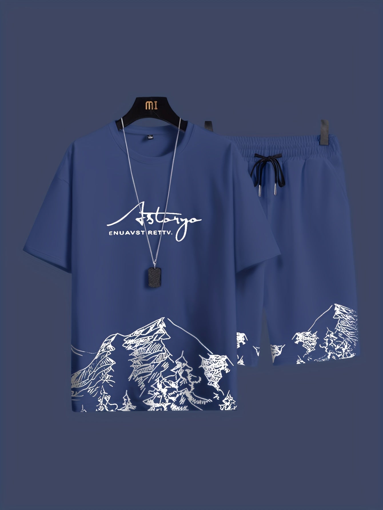 Men's Casual 2pcs Set: Crew Neck Short Sleeve T-Shirt & Drawstring Shorts - Breathable Polyester, Summer Fashion