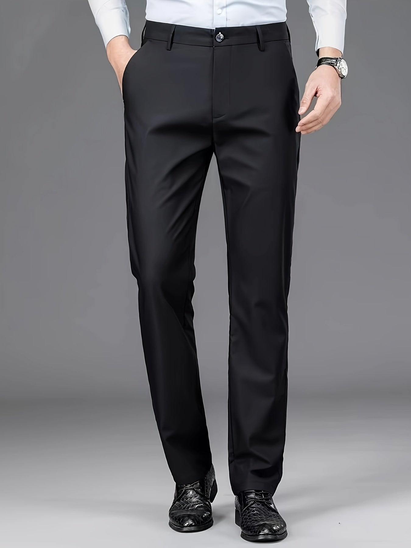 Men's straight-leg suit pants, which can be used as professional formal wear or thick casual pants for autumn and winter.
