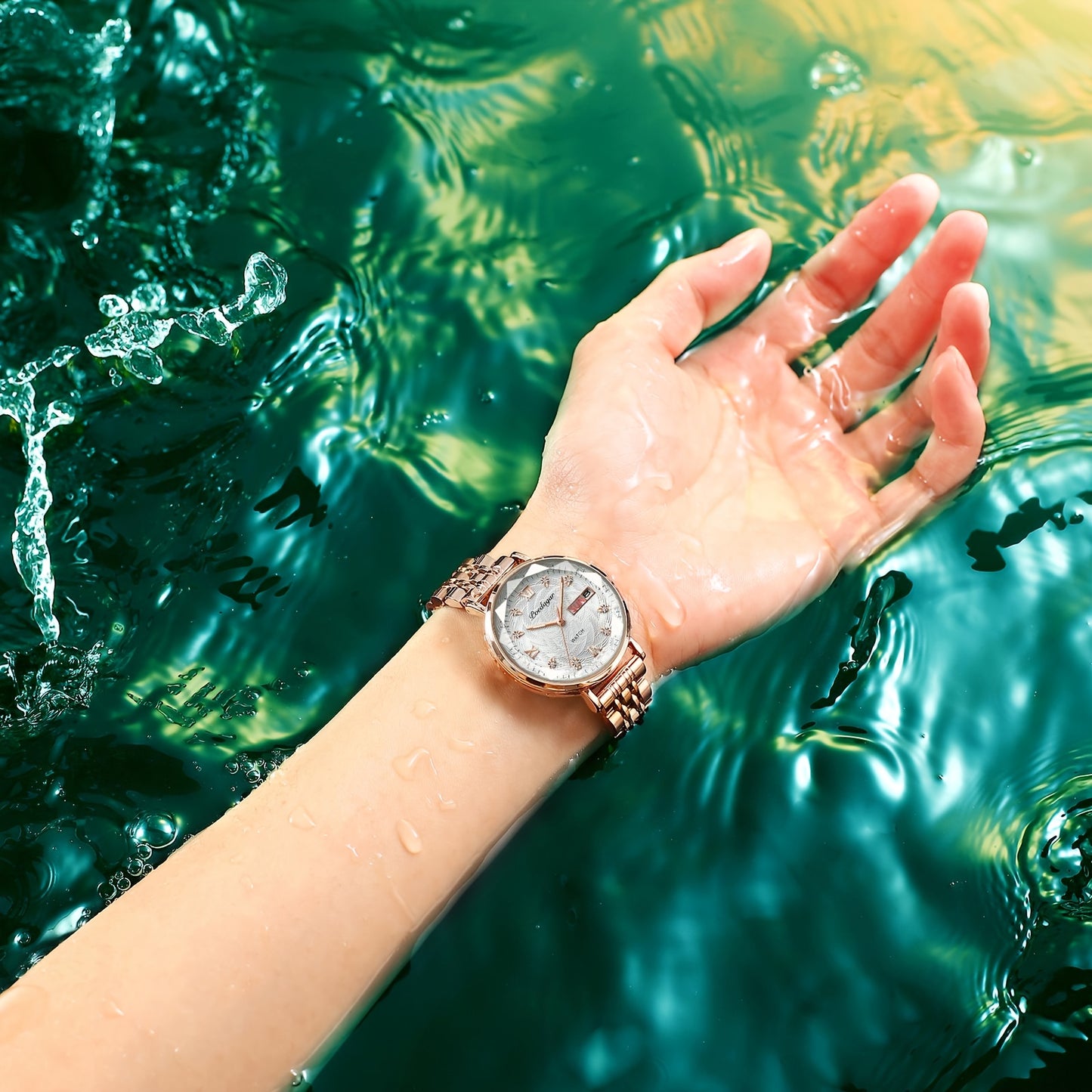 POEDAGAR Women's Luxury Quartz Watch, Luminous with Dual Calendar & Date Display, Stainless Steel Band