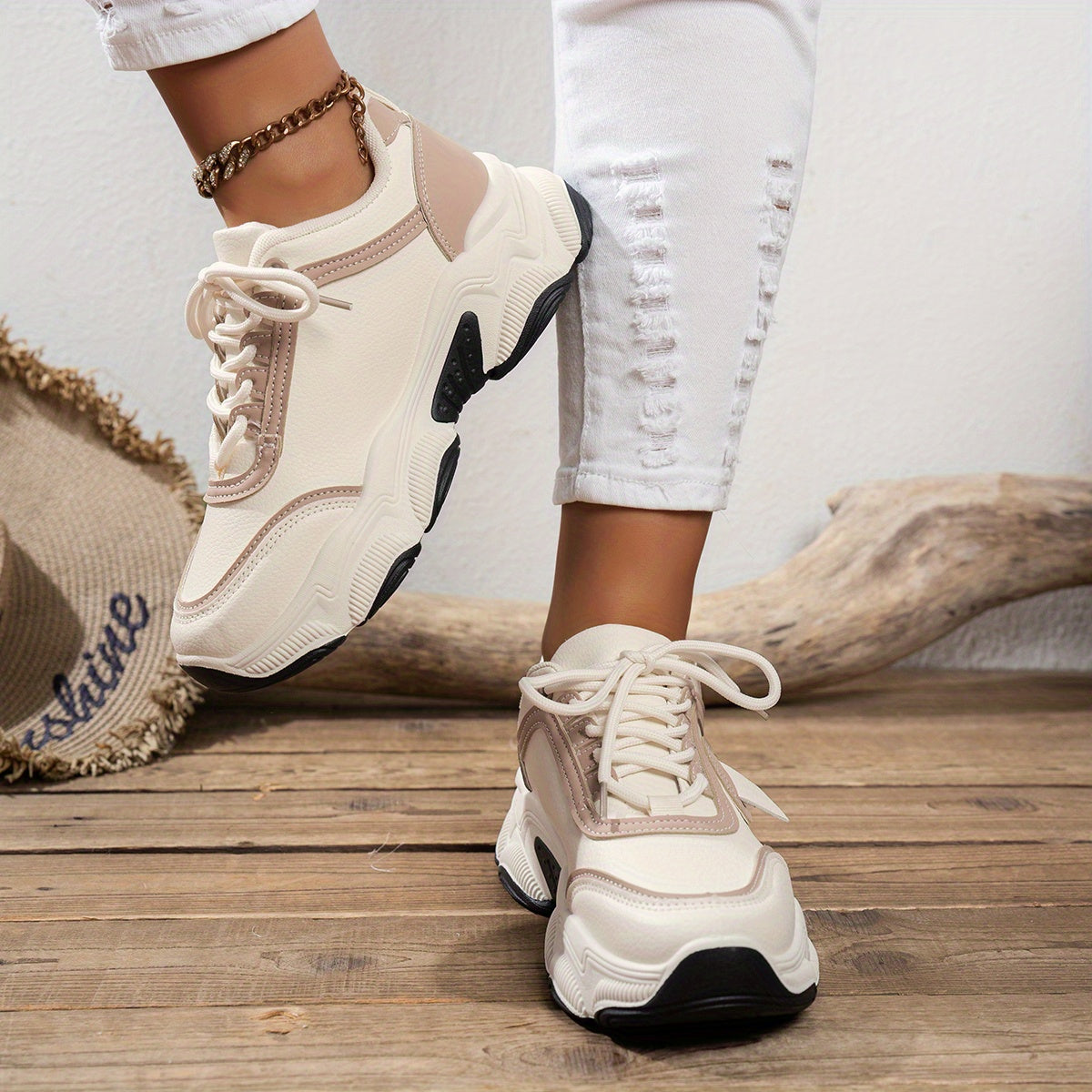 2025 New Arrival Women'S Low Top Round Toe Lace Up Synthetic Casual Sports Shoes, Waterproof Mesh Upper, Rubber Sole, Fabric Insole and Inner Material, with Hand Wash or Professional Dry Clean Operation Instruction, for Sprin