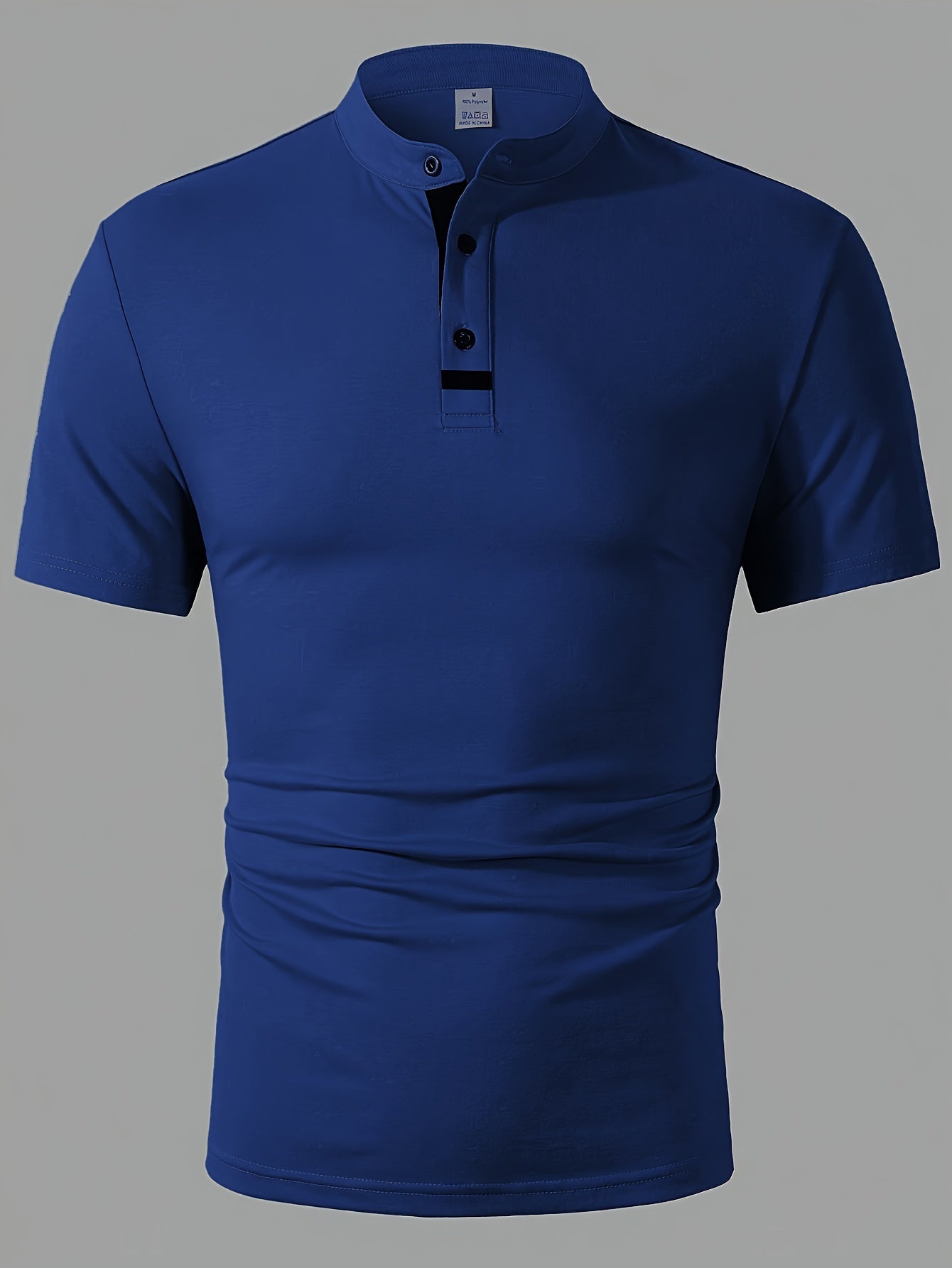 Men's Casual Red Shirt - Short Sleeve, Round Neck with Button Detail, Lightweight Polyester Blend, Ideal for Golf & Casual Attire, Machine Washable
