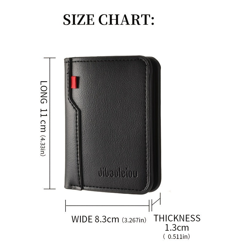 1pc Men'S Vintage Faux Leather Credit Card Wallet, Slim and Soft Design, Multiple Card Slots, Business Style Driver'S License Card Holder, Travel Zero Wallet