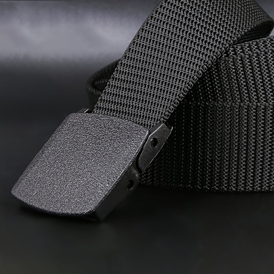 Nylon Belt with Smooth Buckle - Hypoallergenic, Casual Style for Men & Women, Perfect for Jeans & Outdoor Wear