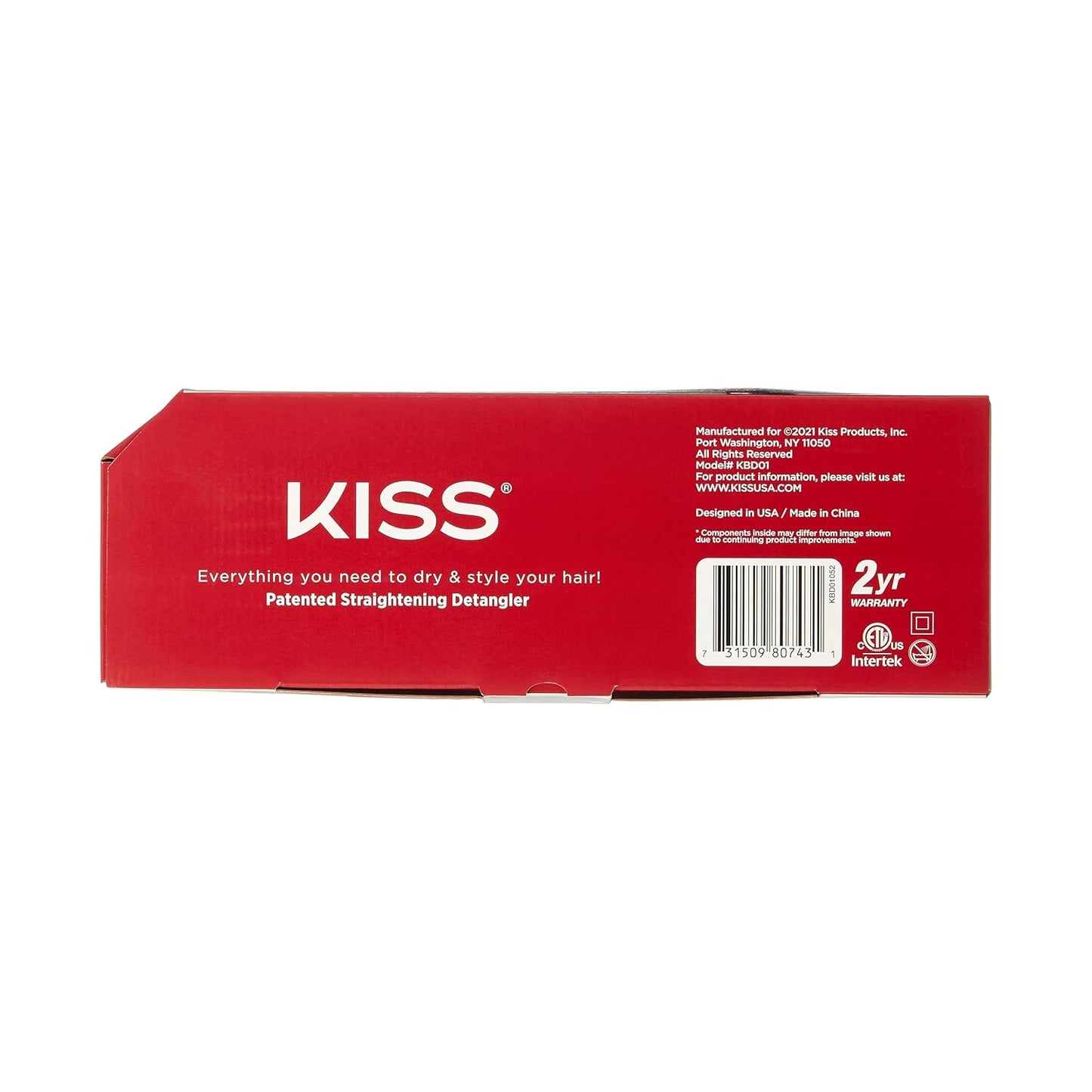 KISS 1875 Watt Pro Tourmaline Ceramic Hair Dryer, 3 Heat Settings, 2 Speed Slide Switch, Cool Shot Button, 2 Detangler Combs, 1 Concentrator, 1 Diffuser, Removable Filter Cap & 4 Sectioning Clips