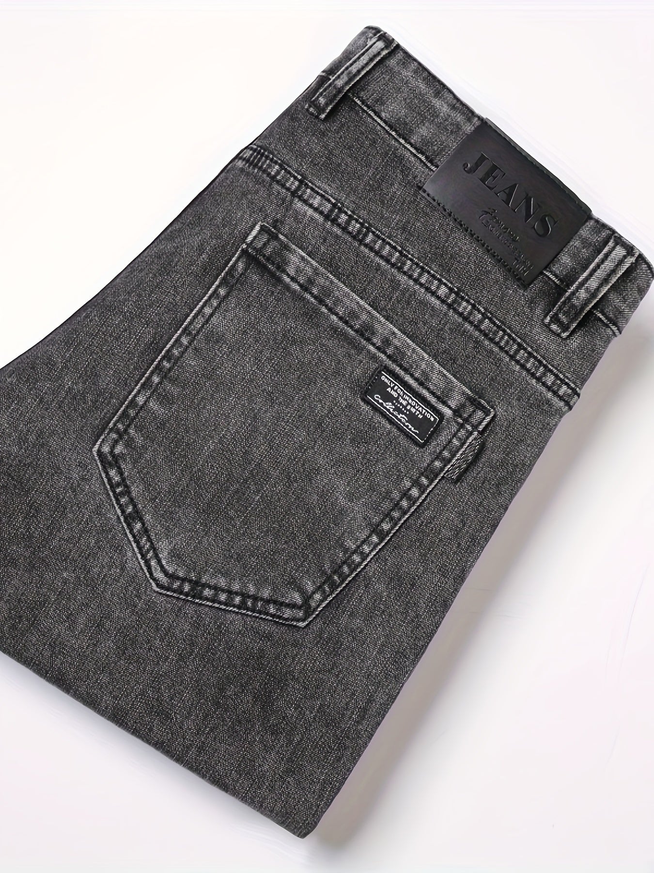 Men's Slim Fit Grey Jeans - Cotton Blend, Machine Washable, All-Season Denim Pants for Teens