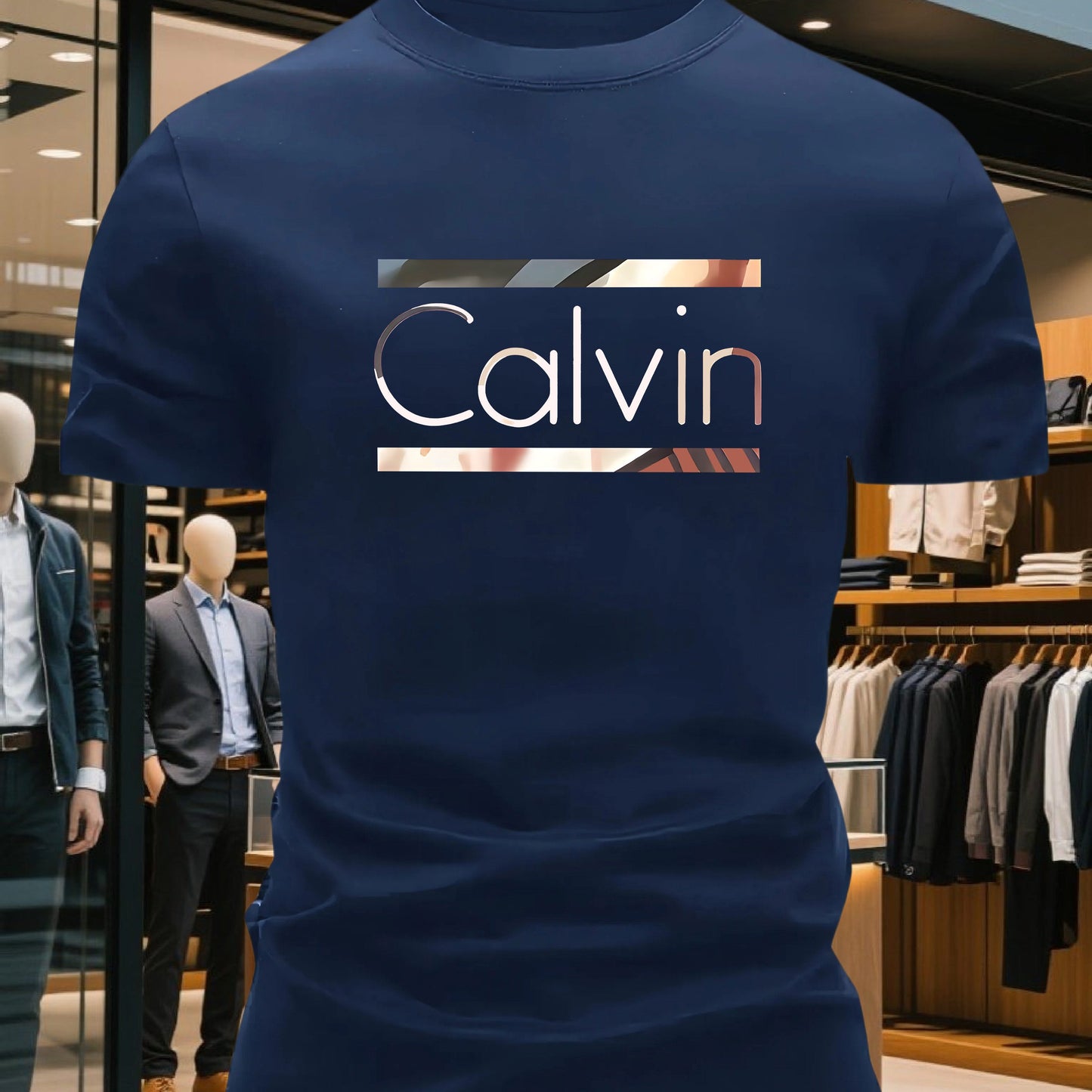 Men'S Bright Pink CALVI Graphic T-Shirt - Soft Breathable 100% Cotton Crewneck Tee, Everyday Casual Shirt for Office, Outings Gym - Minimalist Modern Top, Comfortable Clothing, Stylish Letter Print, Durable Fabric, Short Sl