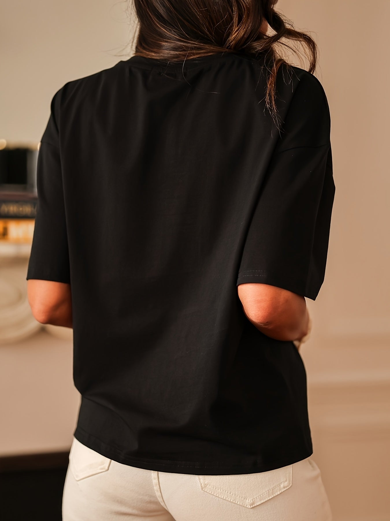 Elegant And Stylish Black Floral T-Shirt