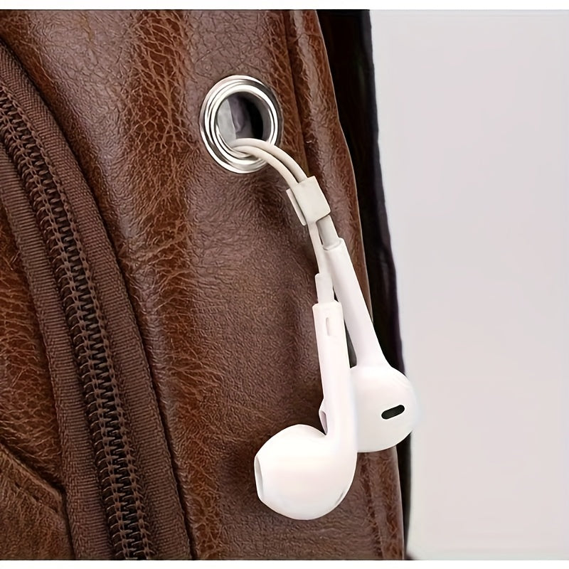 2025 New Men'S Fashion Chest Bag - Soft Faux Leather Anti-Theft Crossbody Bag with Multiple Compartments, Adjustable Strap Zipper Closure for Gym, Travel, Casual Outings (Brown), Secure Travel Pouch, Textured Finish