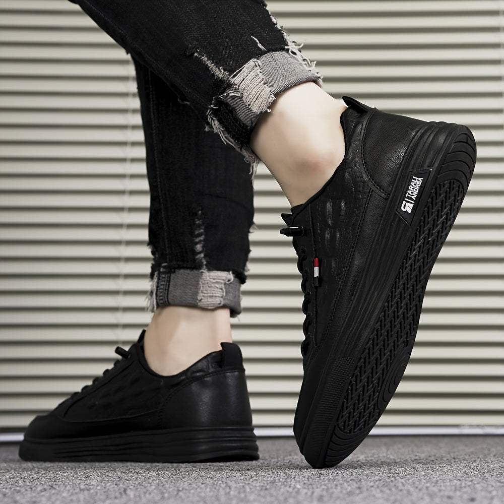 Men's Breathable Crocodile-Embossed Sneakers - Casual & Stylish, Non-Slip Faux Shoes for All Seasons
