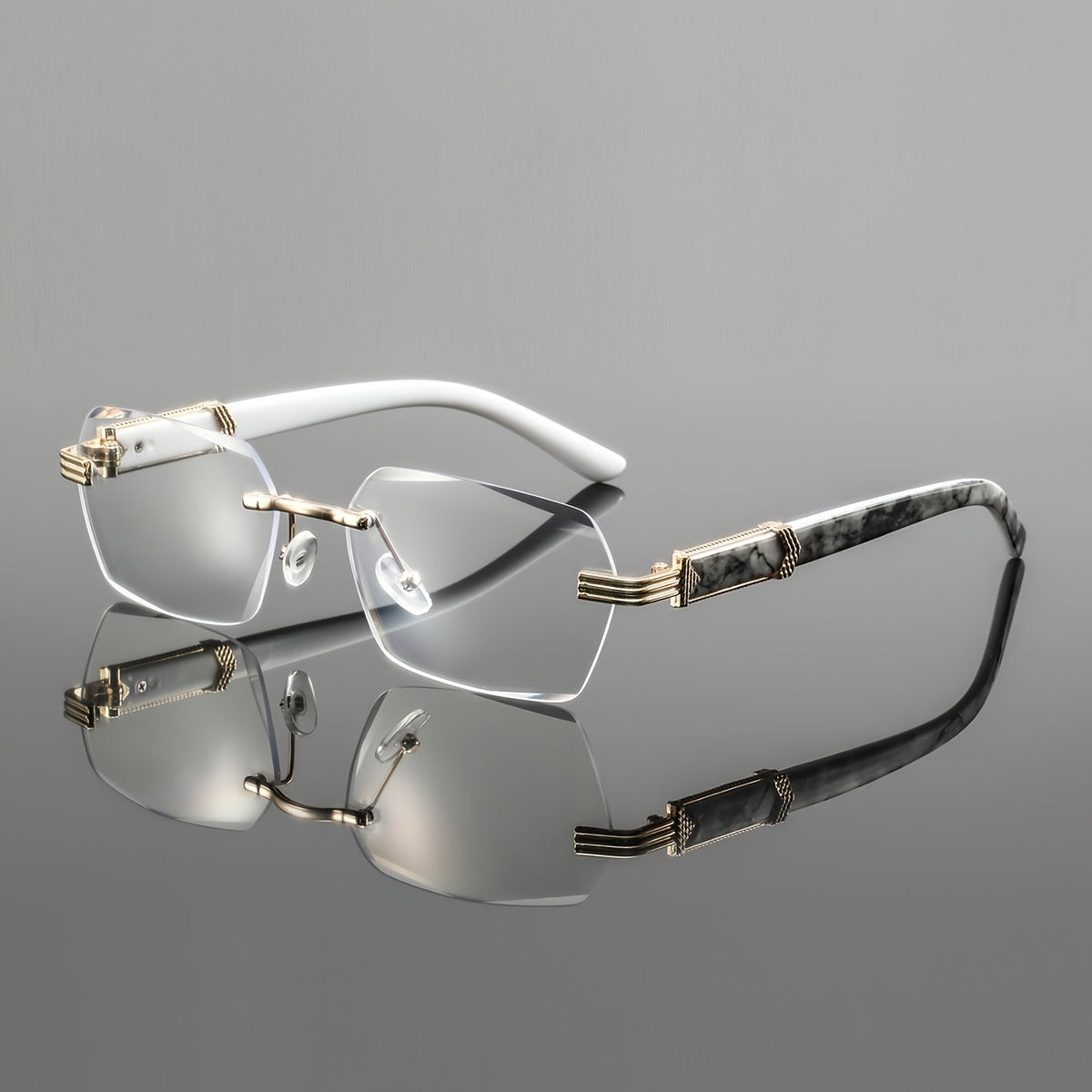Men's Lightweight Metal Rimless Square Eyeglass Frames