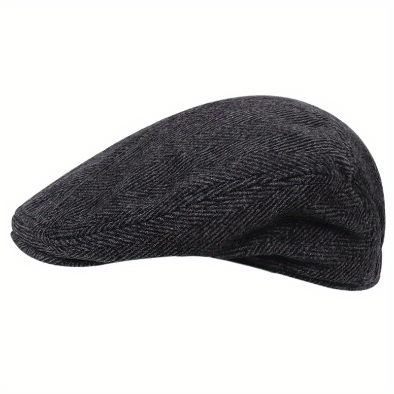 Men'S Knit Fabric Flat Cap - Textile Material ≥80%, Herringbone Pattern, Hand Wash/Dry Clean, Leisure Sun Hat, Mixed Color (1-Pack)