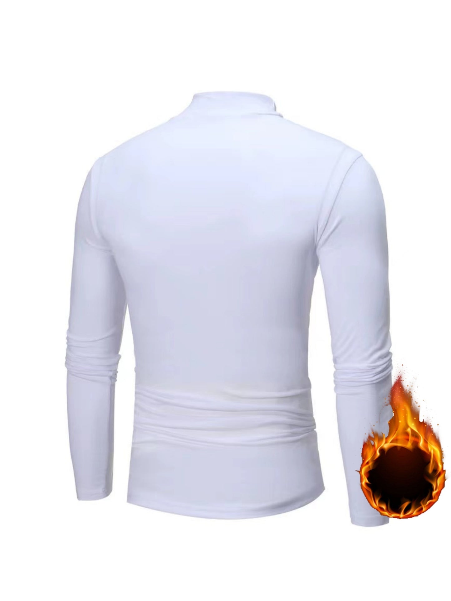 Men's Solid Long Sleeve Turtleneck Stretch T-shirt, Casual Comfy Warm Top For Fall Winter, Men's Clothing