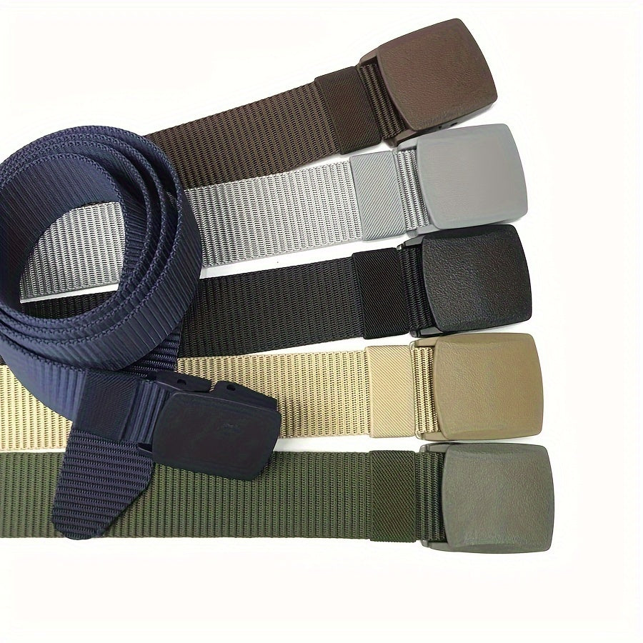 Nylon Belt with Smooth Buckle - Hypoallergenic, Casual Style for Men & Women, Perfect for Jeans & Outdoor Wear