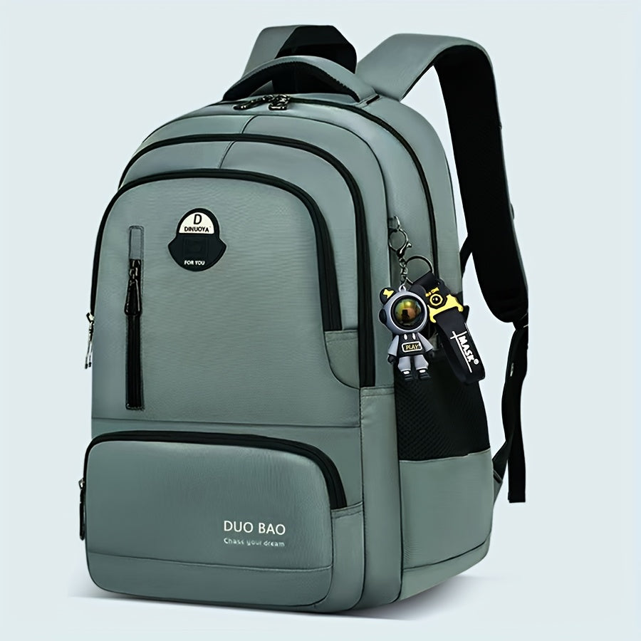 1pc DUO BAO High-Quality Knapsack - Stylish Gray Black Backpack with 6 Large Compartments, Durable Oxford Fabric, Ideal for School, Travel, and Fitness, Casual Style, Travel Backpack Stylish Backpack Durable Backpack