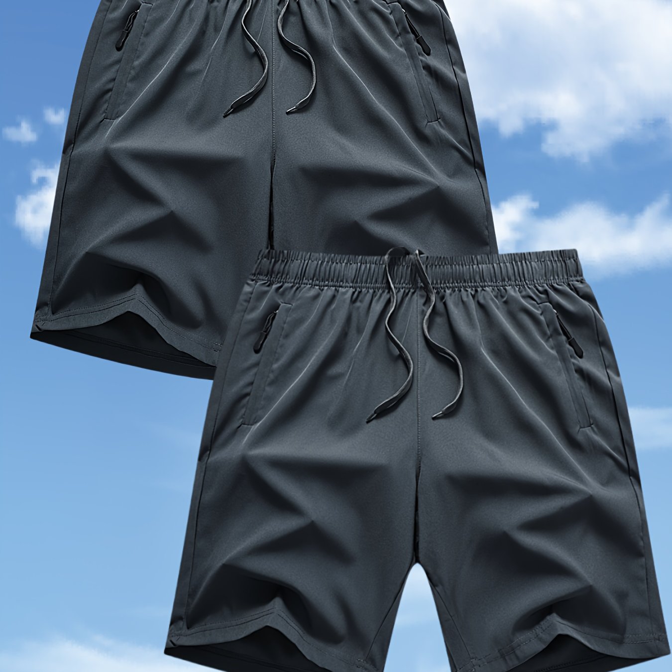 Men'S Summer Shorts in a Set of Two, Loose-Fitting, Breathable, Solid Color, Quick-Drying, Lightweight And Trendy.